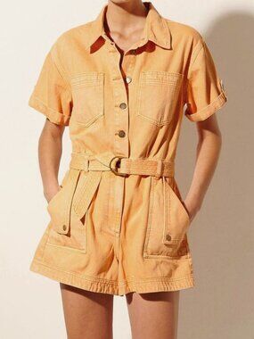 KIVARI Women's Orange Denim Brae Playsuit Romper Size 2